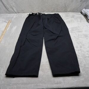 REI Pants Mens Large Short Black Adjustable Waist Full Zip Rain Hiking 33x28 VTG